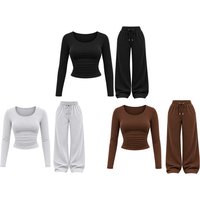 Brown/XS: Women's Matching 2-Piece Loungewear Set | Wowcher
