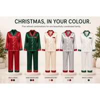 Luxury Christmas Matching Family Silk Pyjamas - 7 Colours & All Ages | Wowcher