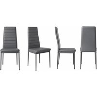 Set of 4 Faux Leather Armless High-Back Dining Chairs | Wowcher