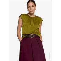 Satin-Bluse mit Rundhalsausschnitt