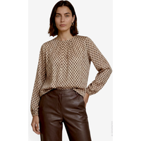 Gemusterte Satin-Bluse mit Rundhalsausschnitt