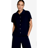 Hemdbluse kurzarm Crinkle-Struktur