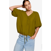 Kurzarm-Bluse mit Bindeband