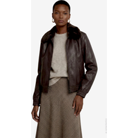 Damen Kunstlederjacke mit Kragen in Felloptik
