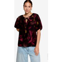 Schlupfbluse kurzarm mit Blumen