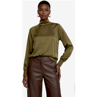 Damen Satinbluse mit Stehkragen