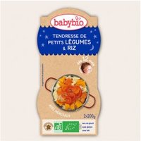 Babybio Bols Bonne Nuit Tendresse de Petits Légumes Riz Bio dès 12 mois 2 x 200g
