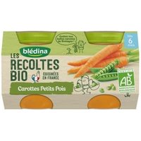 Blédina Les Récoltes Bio Carottes petits Pois Poulet Fermier 4 6 mois 2x200g