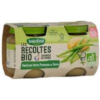 Blédina Les Récoltes Bio Haricots Verts pommes de Terre 4 6 mois 2x130g