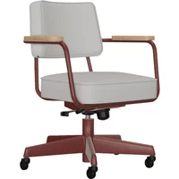 Executive Pivoting Desk Chair , Japanese Red Base - Jean Prouvé