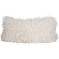White Tibetan Goatskin Cushion