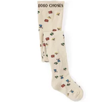 Organic cotton flowered tights