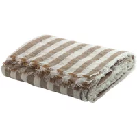 Vice Versa fringed curtain in bayadère linen gauze