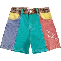 Colorblock organic cotton jean shorts