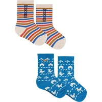 Set of 2 Pairs of Striped Organic Cotton Socks