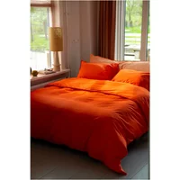 Comforter cover in organic percale - Poppy Orange