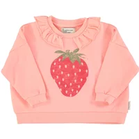 Strawberry organic cotton ruffled sweatshirt
