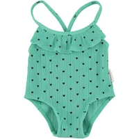 Ribbed Swimsuit with Heart Flounce Organic Cotton