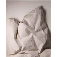 Striped comforter cover in organic percale - Brown-Ecru