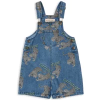 Organic Cotton Denim Magot Cheetah Short Dungarees
