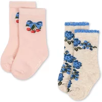 Set of 2 Pairs of Flowery Socks