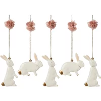 Metal Easter Bunnies Ornaments - Set of 5