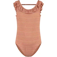 1 Piece Swimsuit Striped Ruffles Recycled Fibers