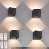 4 Aplicaciones Led Para Muro Ext/int, Negras Up Down, Ip65, Para Casa, Escalera Zmh