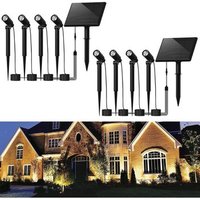 Zmh Pack 2 Luminarias Solares Para Jardín Con Estacas – 8 Spots Led, Blanco Cálido Ip65 Impermeable