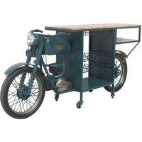 Barra Botellero Moto De Madera Y Metal Acabado Artesanal