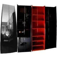 Bibliothèque modulable vintage noire et rouge (années 60),