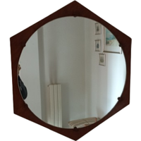 Deesup Miroir rond vintage sur base hexagonale en bois ISA Bergamo