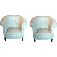 Paire de fauteuils Fumoir en cuir blanc de Frau, Poltrona Frau