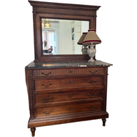 Deesup Commode ancienne en bois de noyer sculpté avec marbre Portoro