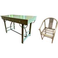 Deesup Bureau avec 3 tiroirs et chaise vintage en bambou années 70