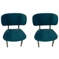 Deesup Paire de chaises Clarie en bois massif et tissu bleu clair Calligaris