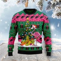 Flamingo Christmas 3d Ugly Christmas Sweatshirt