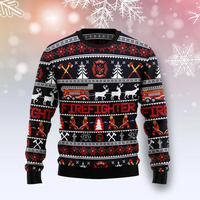 Firefighter Ugly Sweater All Over Print Unisex Ugly Christmas