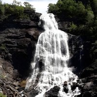 Bride's Veil and Steinsdalsfossen waterfalls with sceneries of Hardanger Fjord