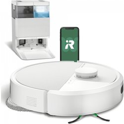 iRobot Roomba Plus 405 Combo + Stazione AutoWash, Robot Aspirapolvere Lavapavimenti, LiDAR, Rilevamento Tappeti, Previsione Pulizia Pavimento, DualClean, SmartScrub, Controllo Vocale e App, Bianco