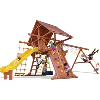 Turbo Deluxe Playcenter Combo 2 with Wood Roof - Solid Green w/Green Slide