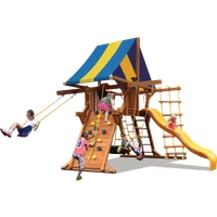 Deluxe Playcenter with Double Swing Arm - Solid Green w/Yellow Slide