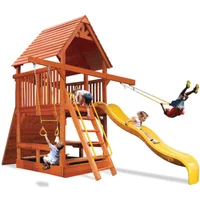 Deluxe Fort Spacesaver with Double Swing Arm - Solid Green w/Green Slide