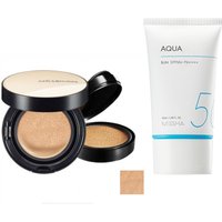 MISSHA - All-Around Safe Block Aqua Sun SPF50+ PA++++ (New version of All-Around Safe Block Aqua Sun Gel ) - 50ml X Jung Saem Mool - Essential Skin Nuder Cushion - 14g+14g - Medium