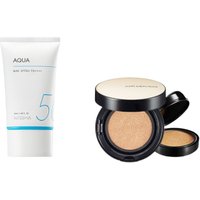 MISSHA - All-Around Safe Block Aqua Sun SPF50+ PA++++ (New version of All-Around Safe Block Aqua Sun Gel ) - 50ml X Jung Saem Mool - Essential Skin Nuder Long Wear Cushion - 14g+14g - Medium