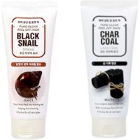 Jigott - Pure Clean Peel Off Pack No.Black Snail - 180ml (1ea) + Pure Clean Peel Off Pack No.Charcoal - 180ml (1ea) Set