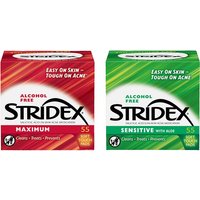 STRIDEX - Alcohol Free Maximum Pads (2% Salicylic Acid) RED - 55pcs + Sensitive Pads With Aloe GREEN - 55pcs set