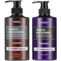 KUNDAL - Honey & Macadamia Nature Shampoo + Treatment - 500ml Set - Amber Vanilla