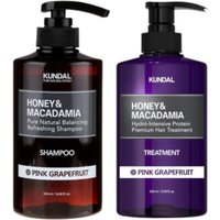 KUNDAL - Honey & Macadamia Nature Shampoo + Treatment - 500ml Set - Pink Grapefruit