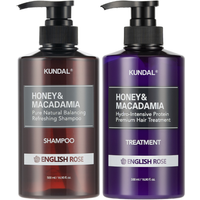 KUNDAL - Honey & Macadamia Nature Shampoo + Treatment - 500ml Set - English Rose